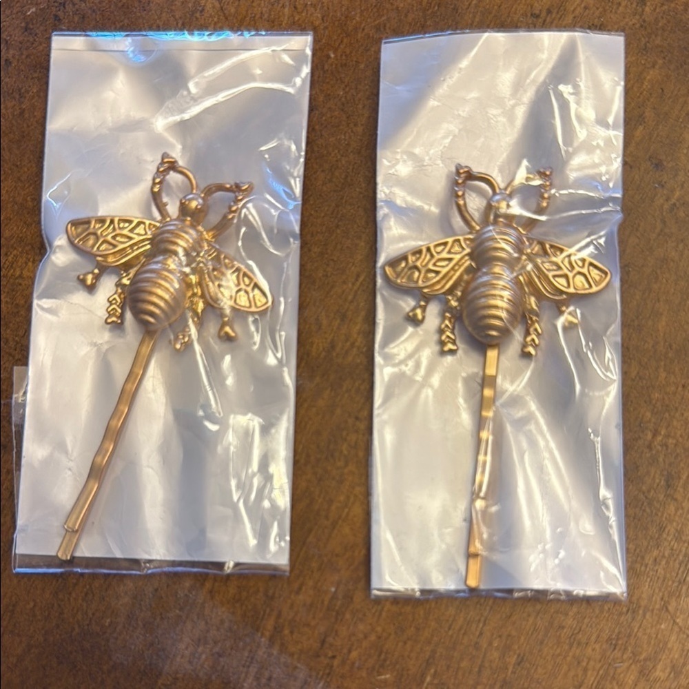 Set of 2 Gold Bee Hair/ Bobby Pins, Detailed Design, NEW!